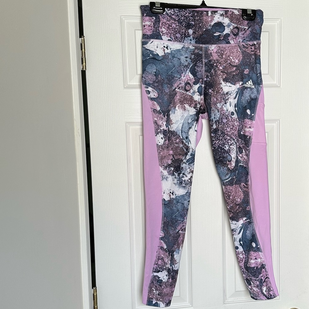 Adidas purple pattern workout pants
